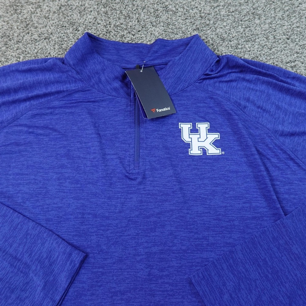 Kentucky Wildcats Shirt Mens 4XL Blue NCAA Basketball Fanatics 1/4 Zip Pullover